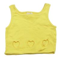Žlutý žebrovaný crop top s perforovanými srdíčky Zara