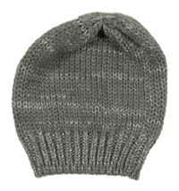 Šedá třpytivá pletená čepice