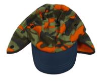 Khaki-oranžová army fleecová kšiltovka
