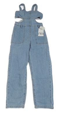 Nové - Světlemodré laclové rifle s průstřihy Zara