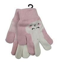 Nové - Růžovo-bílé prstové rukavice s králíky X-Mail