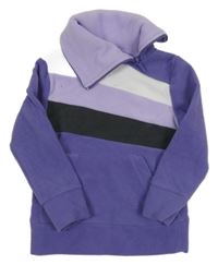 Fialovo-bílo-antracitová fleecová mikina s komínovým límcem