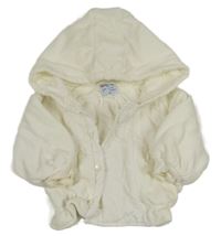 Smetanová zateplená propínací mikina s puntíky a kapucí