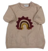 Starorůžové svetrové šaty s duhou s bambulemi F&F