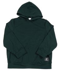 Tmavozelená lehká mikina s nášivkou a kapucí Shein