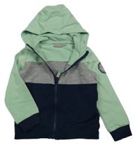 Zeleno-šedo-tmavomodrá propínací mikina s kapucí Impidimpi