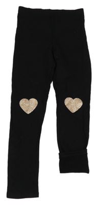 Černé teplé legíny se srdíčky