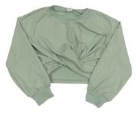 Světlezelená crop mikina s uzlem Shein