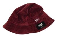 Nové - Vínový manšestrový klobouk s výšivkou