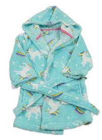 Tyrkysový chlupatý župan s jednorožci a kapucí Studio