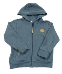 Modrošedá propínací mikina s nášivkou a kapucí Topolino