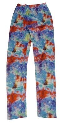 Modro-červeno-zelené vzorované legíny