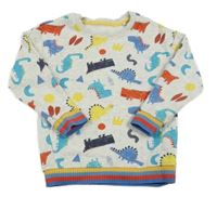 Světlešedá melírovaná mikina s dinosaury George