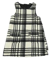 Světlešedo-černé kostkované vlněné šaty F&F