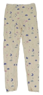 Krémové pyžamové kalhoty s mraky a hvězdami H&M