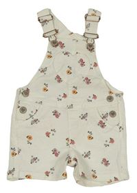 Bílé květované plátěné laclové kraťasy Dopodopo