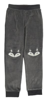 Tmavošedé plyšové tepláky s liškami Little Kids