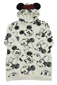 Smetanová tepláková šatová tunika s Mickeym a kapucí H&M
