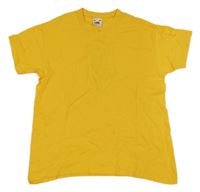 Hořčicové tričko s potiskem na zádech Fruit of the Loom