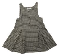 Béžovo-černo-hnědé kostkované šaty s knoflíky Primark