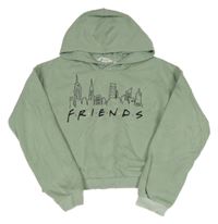 Zelená crop mikina s potiskem a kapucí - Friends H&M