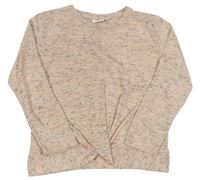 Meruňkovo-šedý melírovaný lehký svetr 