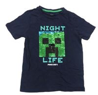 Tmavomodré tričko s Minecraft z překlápěcích flitrů Tu