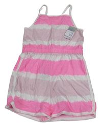 Růžovo-lila pruhovaný kraťasový overal zn. Primark