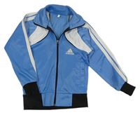 Modro-bílo-černá sportovní propínací mikina s logem - Adidas