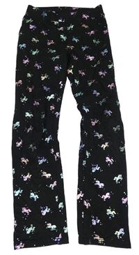 Černé vzorované tregíny s jednorožci H&M