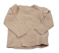 Světlerůžový svetr s králíkem zn. M&S