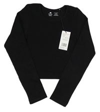 Černé žebrované sportovní crop triko F&F