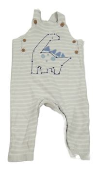 Bílo-světlešedé pruhované pletené laclové kalhoty s dinem Mothercare