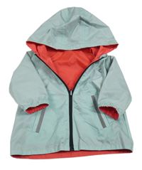 Světlemodrá šusťáková jarní oboustranná bunda s kapucí 