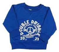 Modrá mikina s nápisy 