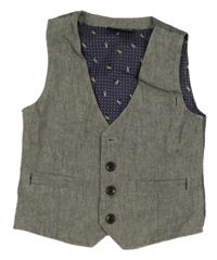 Šedá vzorovaná lněná společenská vesta Next