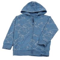 Modrá vzorovaná propínací mikina s dinosaury a kapucí Primark