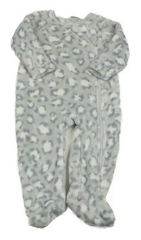 Šedý plyšový leopardí overal Next