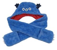 Modrá kožešinová čepice s šálou - příšerka Nutmeg