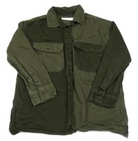 Tmavozelená plátěná košile s kapsami Zara