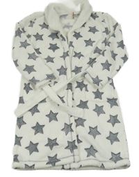 Bílý plyšový župan s šedými hvězdami ORCHESTRA