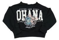 Černá crop mikina s nápisem a Stitchem Disney