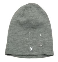 Šedá čepice s hvězdou z flitrů 
