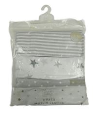 Nové - 3x bílo-šedá mušelínová plena 