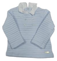 Světlemodrá žebrovaná mikina s límečkem 