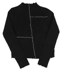 Černé žebrované crop triko H&M