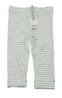 Nové - bílo-světlemodré pruhované žebrované lehké tepláky Tu