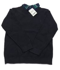 Nové - tmavomodrý svetr s límečkem Next