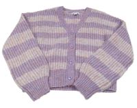 Fialovo-růžový pruhovaný propínací crop svetr Primark