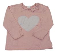 Světlerůžový lehký svetr se srdcem H&M
